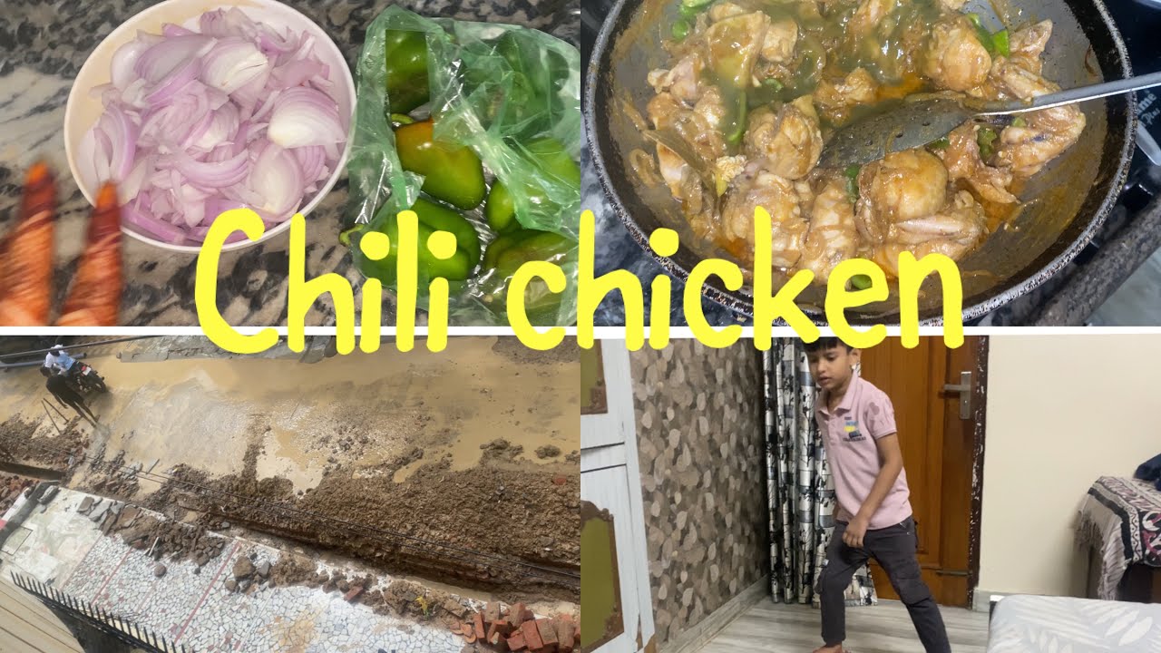 Khizar skate skills🛼not well 🤒chili 🌶️chicken recipe🙏