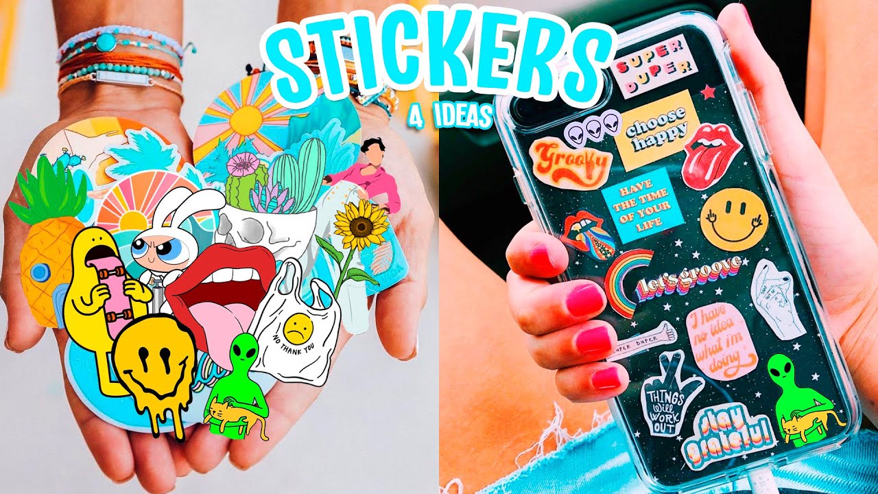 COMO HACER STICKERS EN CASA!! 4 IDEAS FACILES | Crea tu propia papeleria bonita - Tutoriales Belen