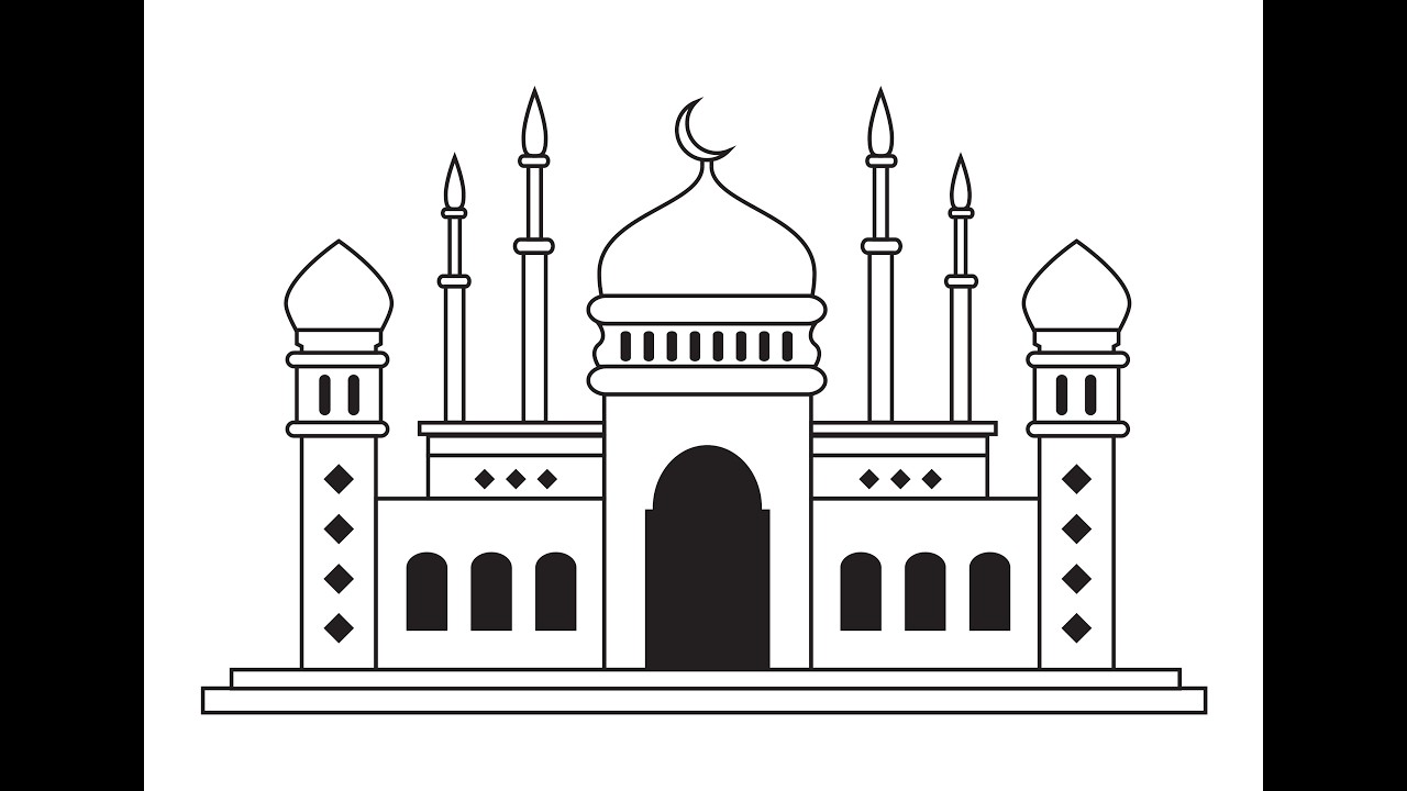Ramadan Special Mosque Vector Art | Step by Step Drawing