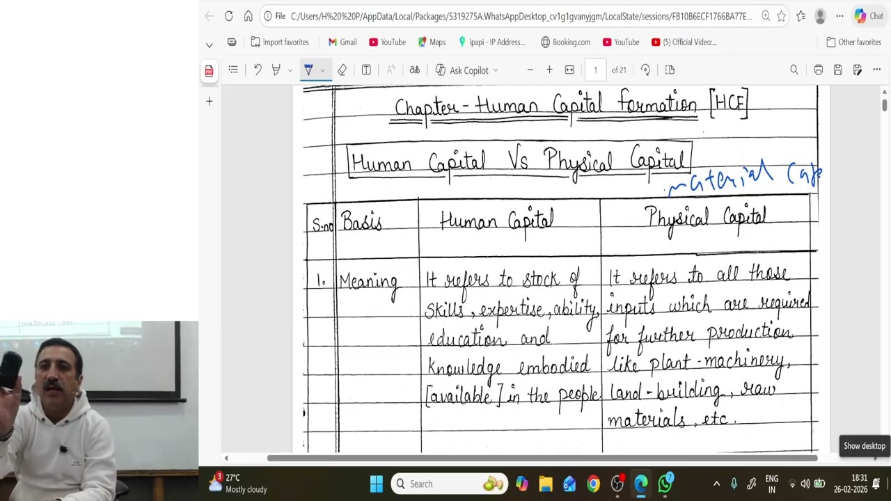 Class 12th Economics Chapter Human Capital Formation Class 1