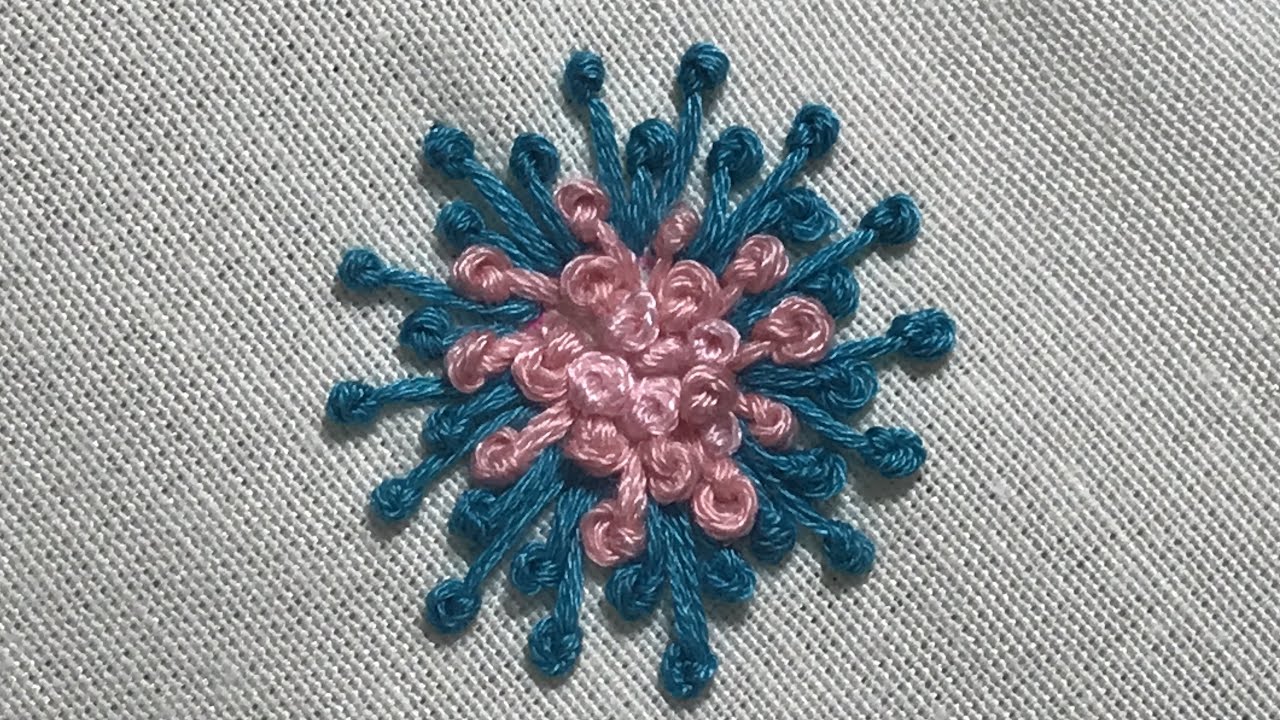 تطريز وردة بغرزة الباستيل ( 1)   pistil stitch