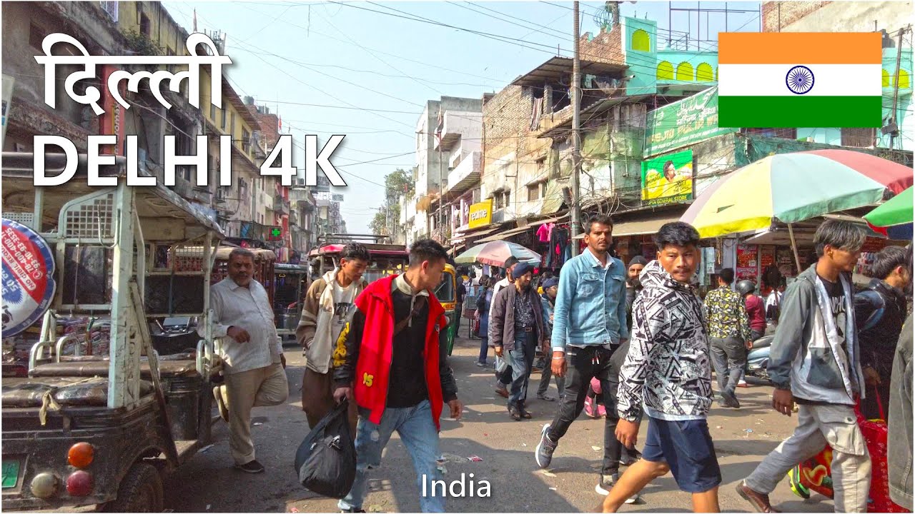 NEW DELHI, Paharganj Walking Tour  🇮🇳 - Main bazar Road - Vibrant Market Life 4K HDR