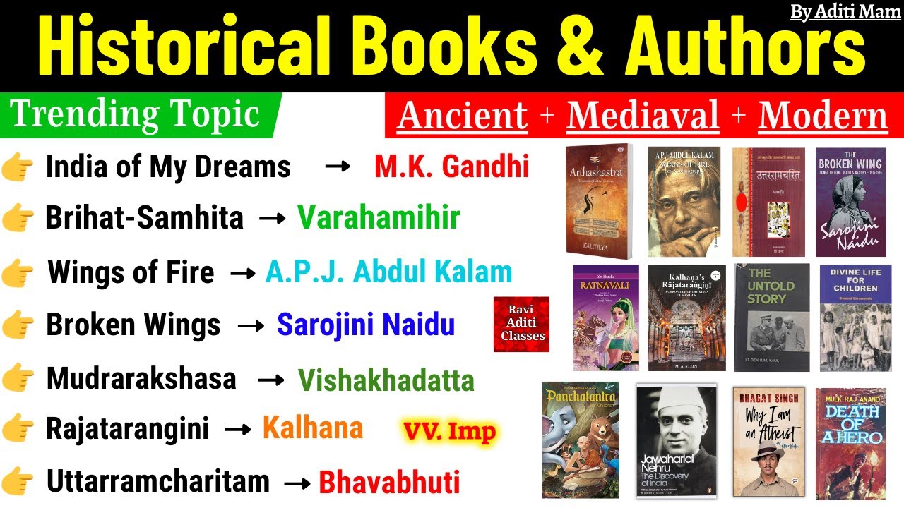 Historical Books And Authors | Old Ancient Books | Most Important Questions Books | Static Gk Books