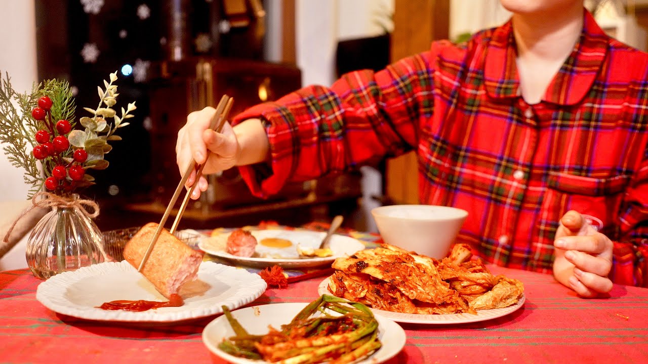시골집 집순이 겨울 밥상 ❄️ 김장김치&통스팸, 무생채비빔밥, 부대찌개 (강아지 목욕 시키기)