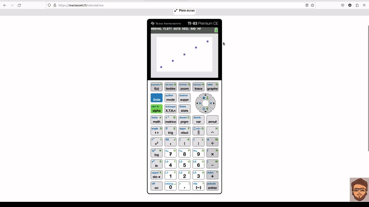 Nuage de points et régression linéaire avec une calculatrice TI