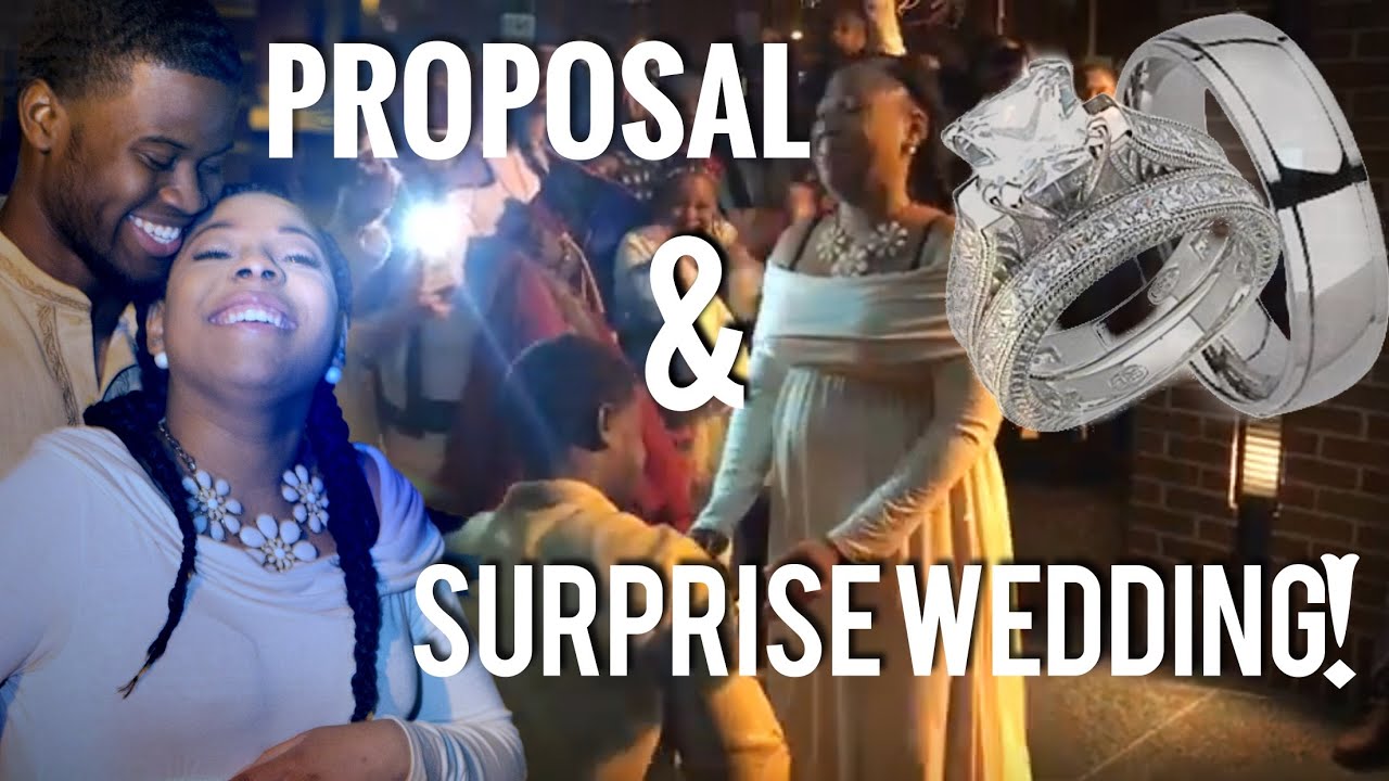 Surprise wedding and proposal, and she almost passes out! 