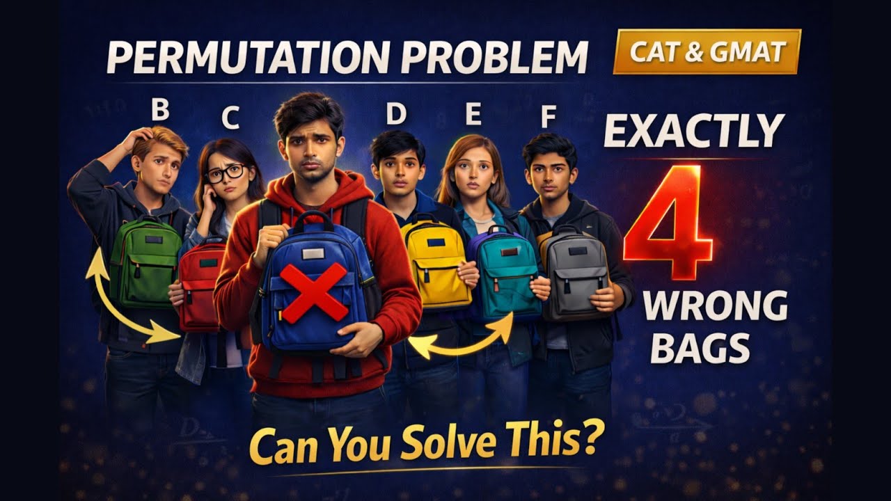 6 Friends Bag Distribution Puzzle| Exactly 4 Mismatch (Derangement) Trick | CAT & GMAT #logicxonomy