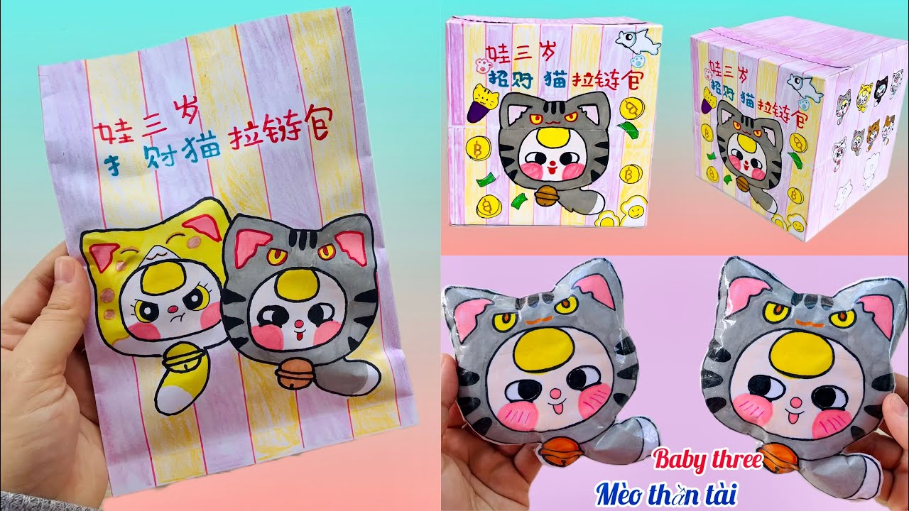Cách Làm Hộp Đựng Baby Three Mèo Thần Tài Bằng Giấy | Baby Three | Sáng Tạo Thủ Công