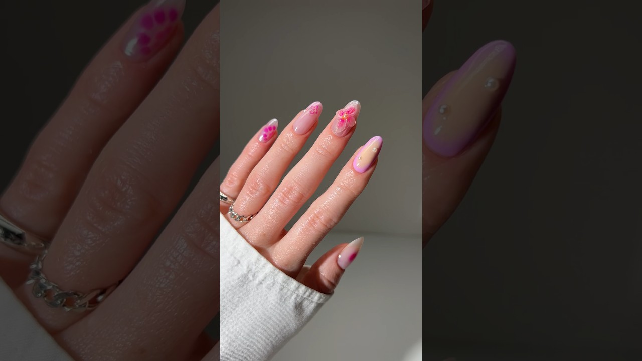 3D flower nails 🌺🌸🫧 #nailart #nailsnailsnails #3dnailart
