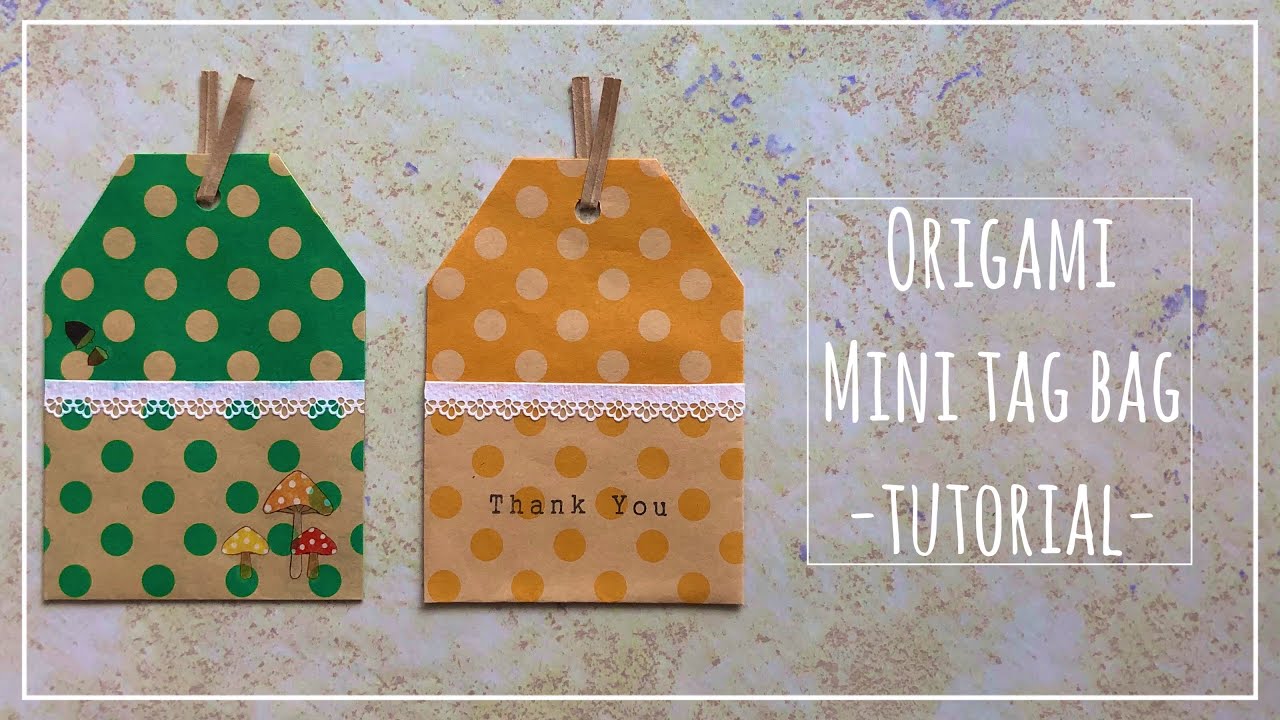 【作業動画】折り紙1枚で作る3ポケットタグ袋 Origami Mini Tag Bag Tutorial
