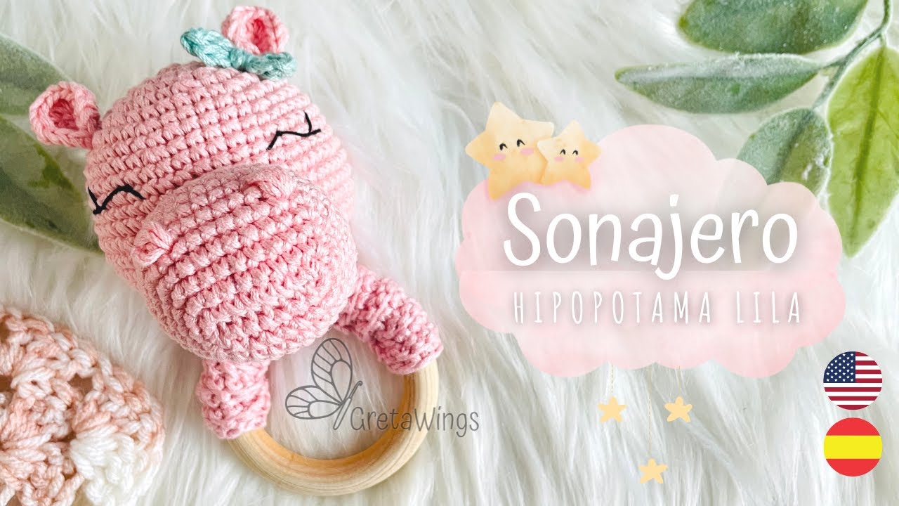 Sonajero de Hipopótamo Amigurumi Tutorial Paso a Paso Sub 🇺🇸🇪🇸/ GretaWings