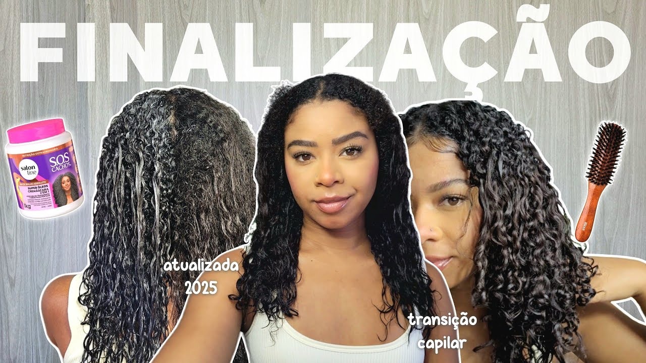 FINALIZAÇÃO ATUALIZADA 🤎| como finalizo meu cabelo na transição capilar | definição + brilho #cachos