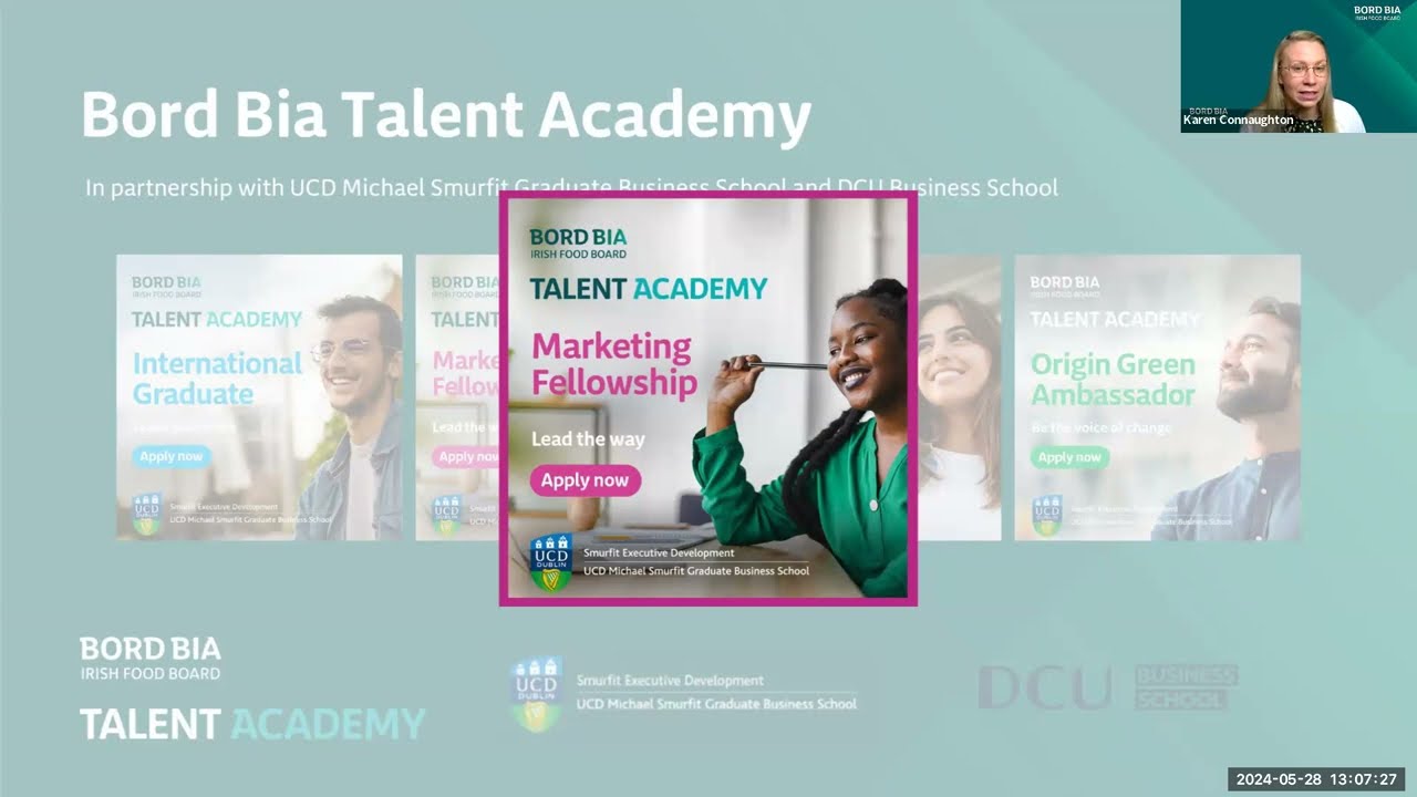 Bord Bia Marketing Fellowship (MSc International Marketing Practice) Information Webinar: 28-MAY-24