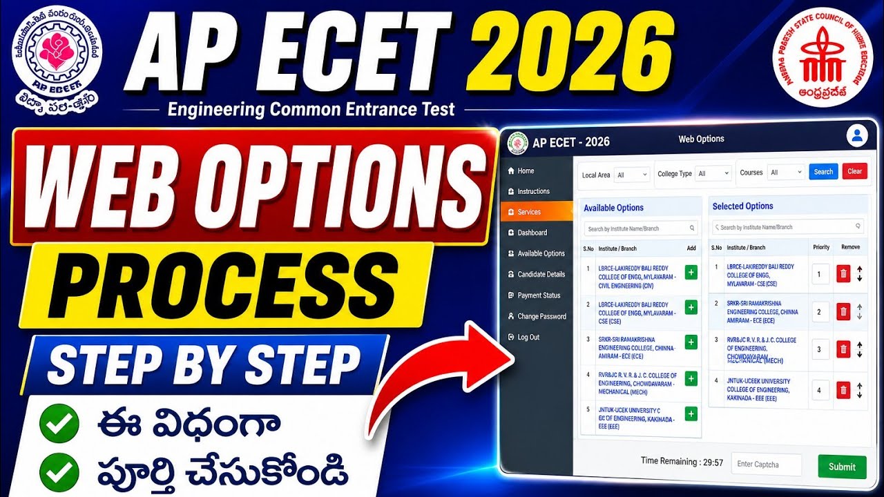 AP ECET 2026 Web Options Process | Step-by-Step Guide to AP ECET Web Options 2026