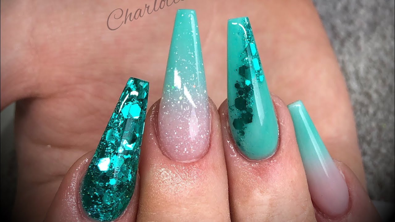 Acrylic nails - turquoise design set