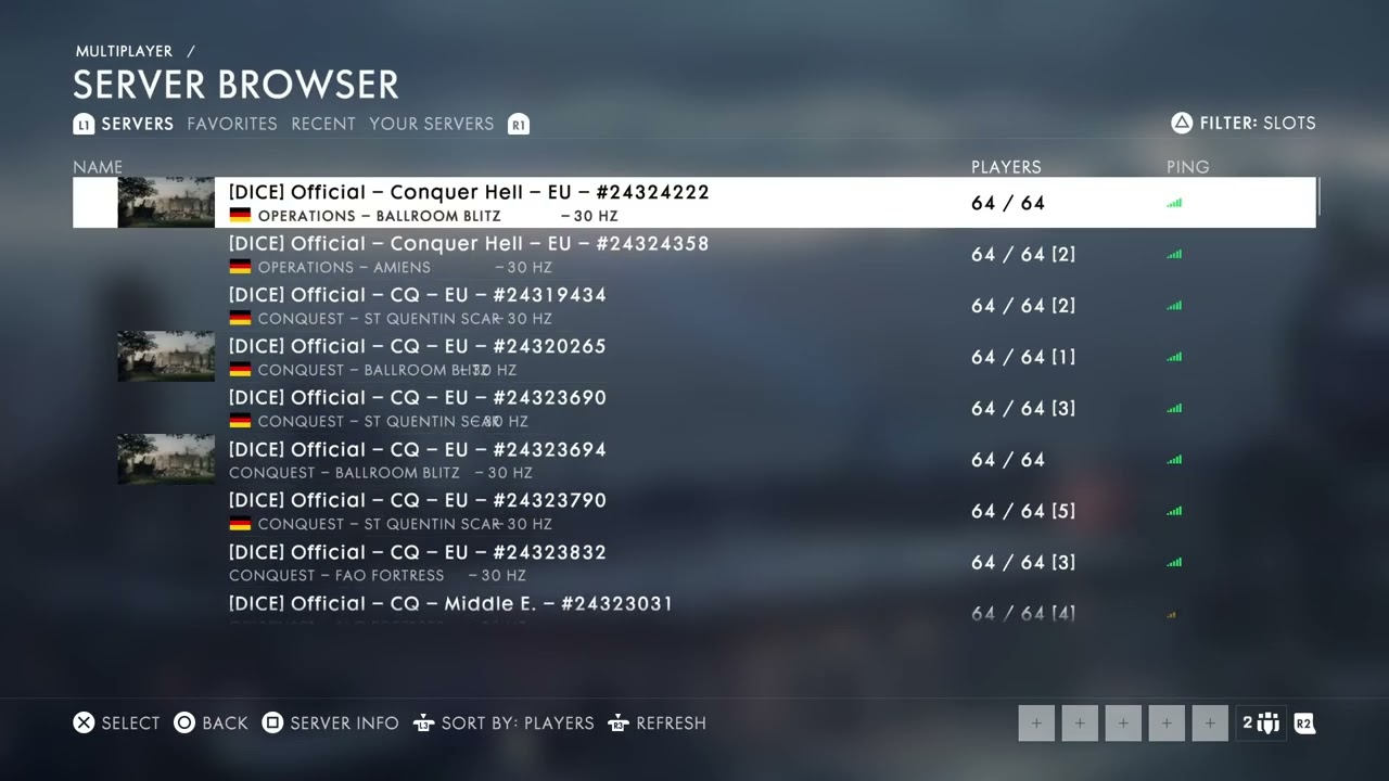 How to find battlefield 1 server on PlayStation 5