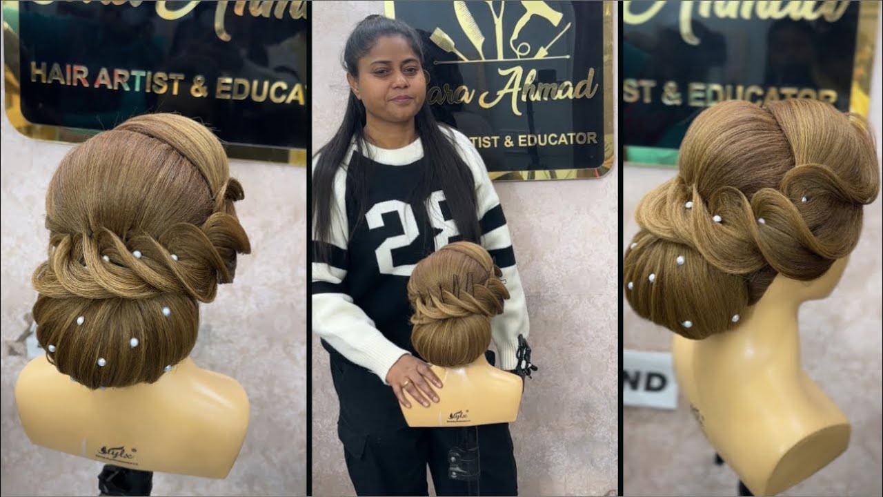 Learn Latest Advance bun hairstyle tutorial easy way 🫰😍 @jazzsarahairacademy9855 
