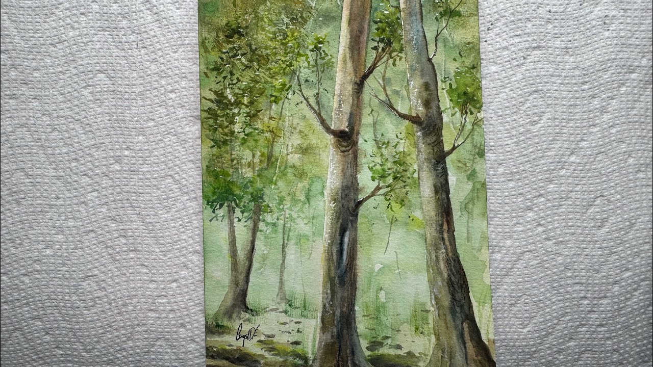 How to paint easy trees in watercolour #beginnerarttips #trees #watercolortutorial