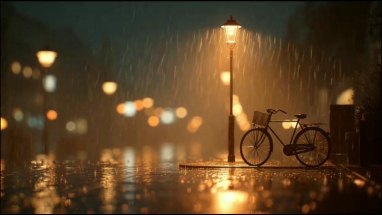 🔴 Cinematic Rainy Street at Night 🌧️ | Relaxing Urban Ambience