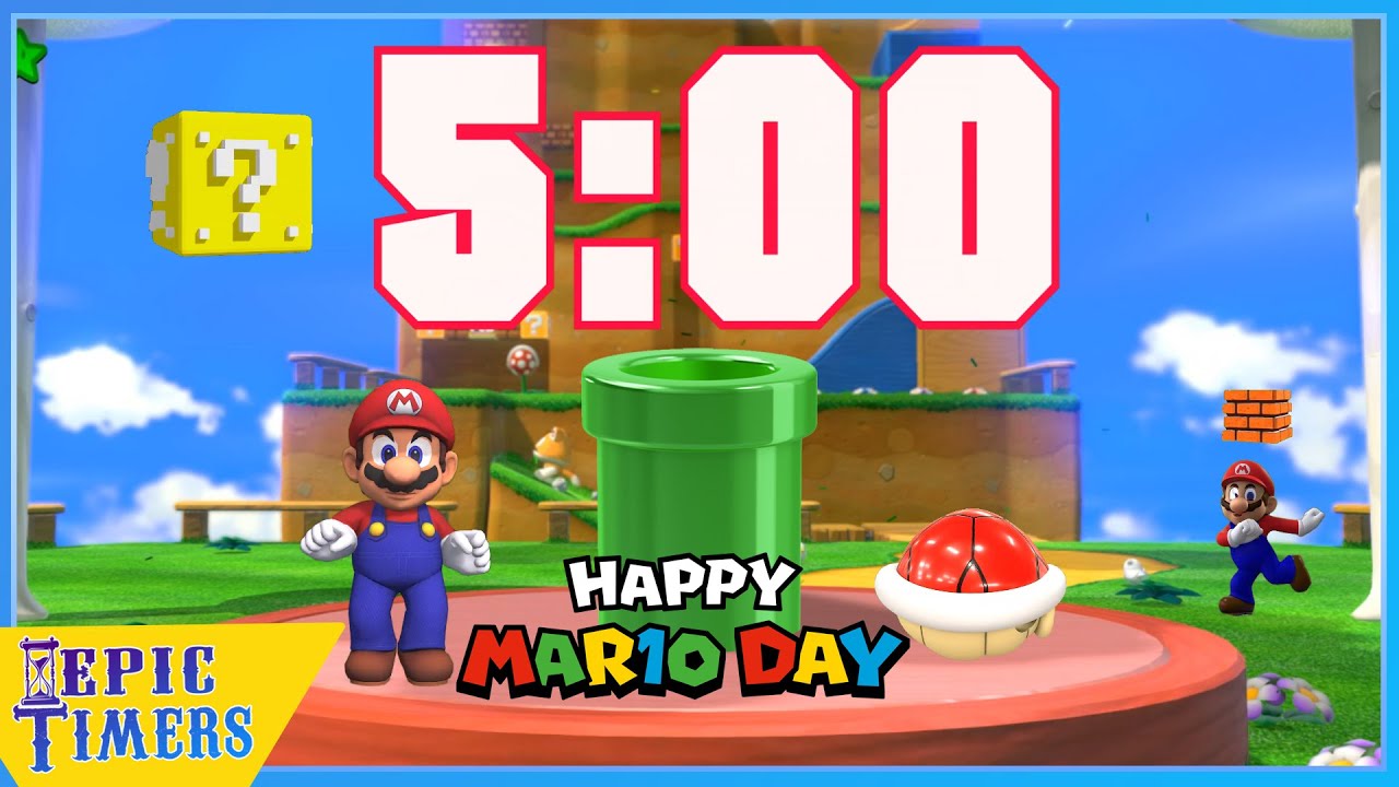 Happy Mar10 Day. Celebrate with Mario  in a 5 minute timer with Music!
