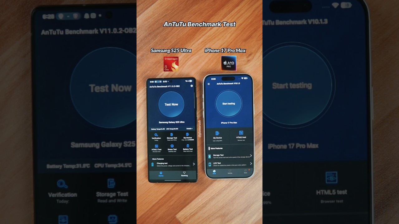 iPhone 17 Pro Max AnTuTu Benchmark Score Test Vs Samsung Galaxy S25 Ultra