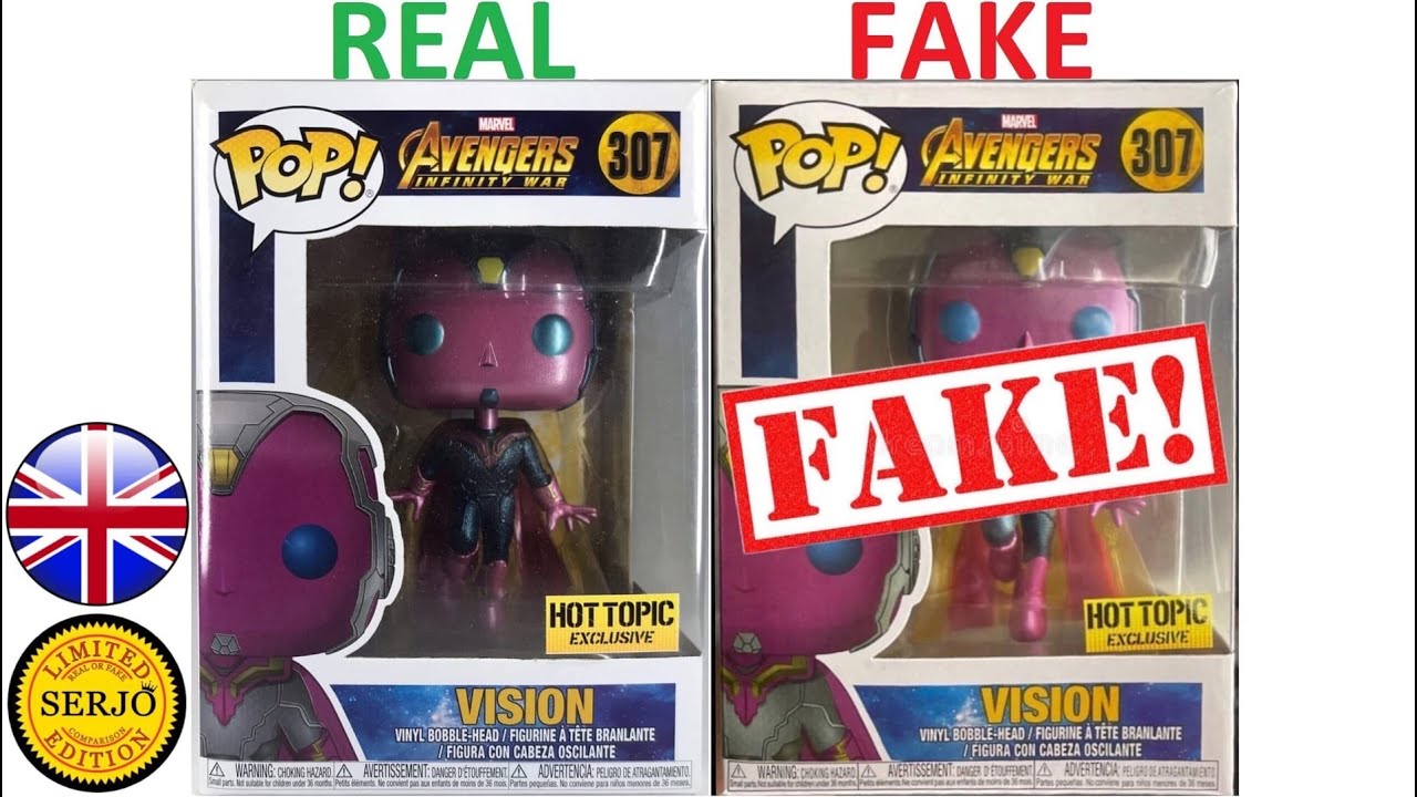 Comparison of the fake Funko POP! Vision 307! (HOT TOPIC)