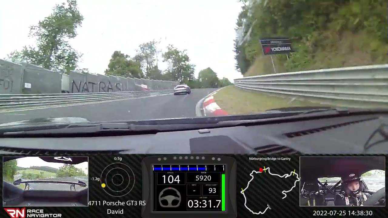 RN #1 Onboard video N&uuml;rburgring Bridge to Gantry, Porsche GT3 RS, 07:16.337