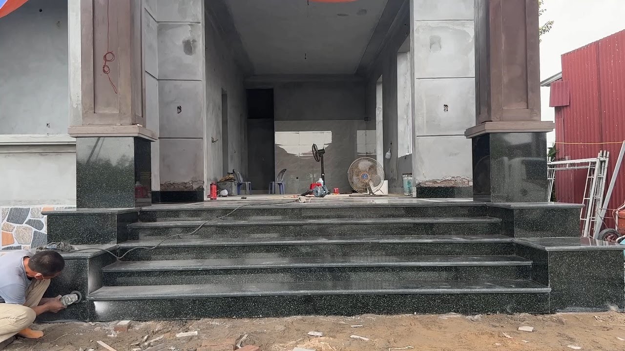 Modern Large Granite Slab Stair Construction - Durable, Low-Maintenance Elegance