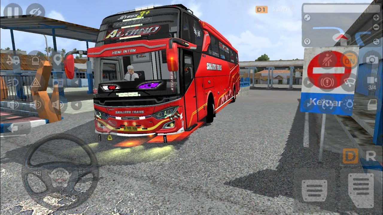 Bus Albino Merah Menyala 🚍 Sanjaya Trans Full STROBO