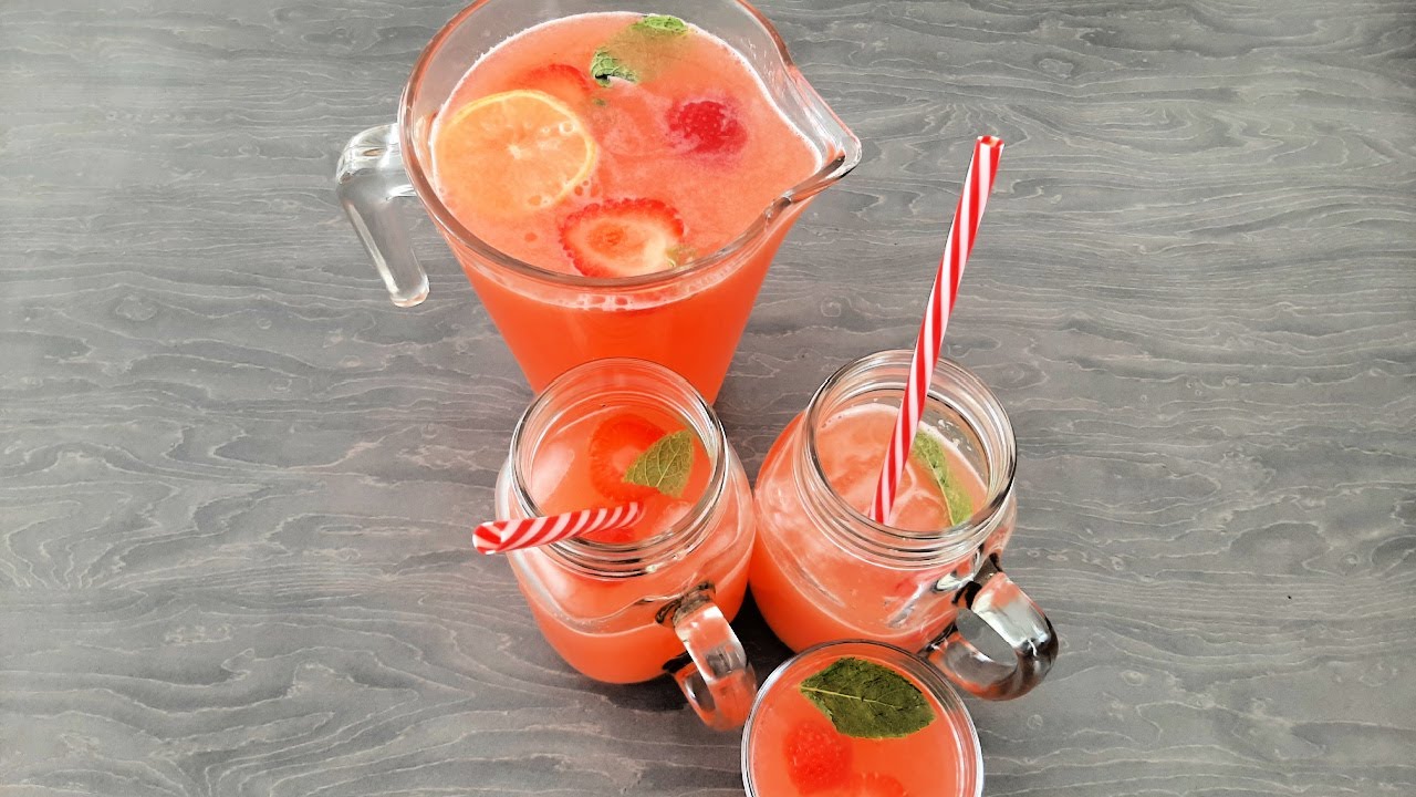 Fresh Homemade Strawberry  &  Mint Lemonade