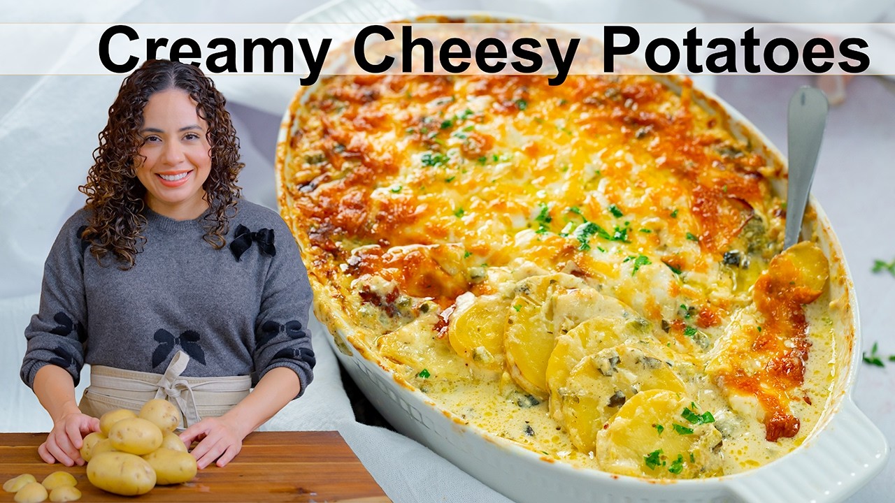 Запеченный картофель с сыром и перцем поблано