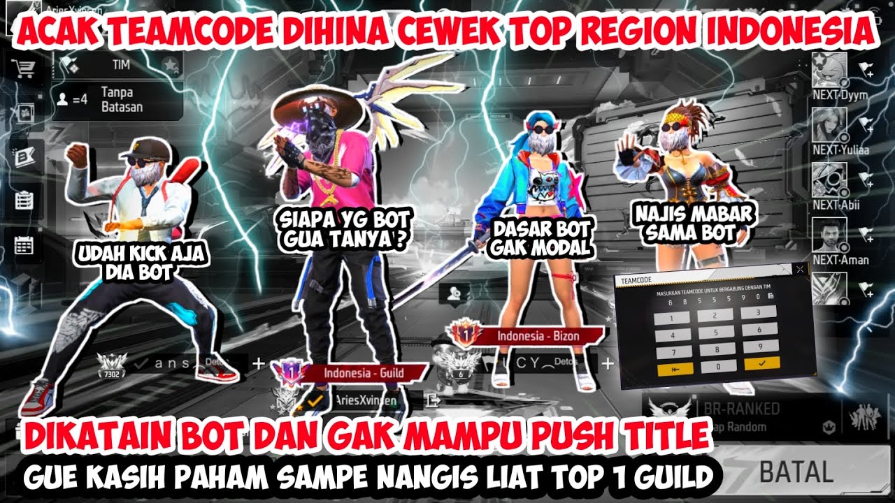 ACAK ACAK TEAMCODE DIHINA SAMA CEWEK MATRE TOP REGION INDONESIA AUTO KAGET LIAT TOP1 GUILD & JERAMI😱