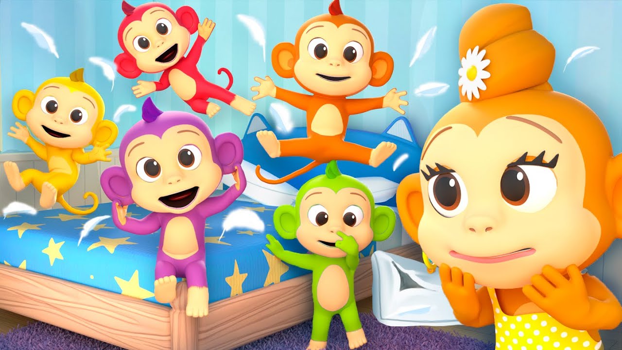 Five Little Monkeys Jumping On The Bed + More | Kids Compilation