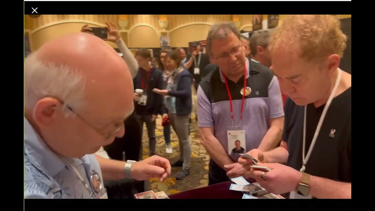 Tellar And Steve Perry showing him a new deck of his at Magic Live 2025