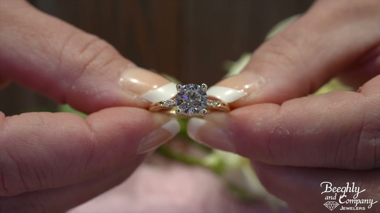 Round Daimond Side Stone Engagement Ring by Fana