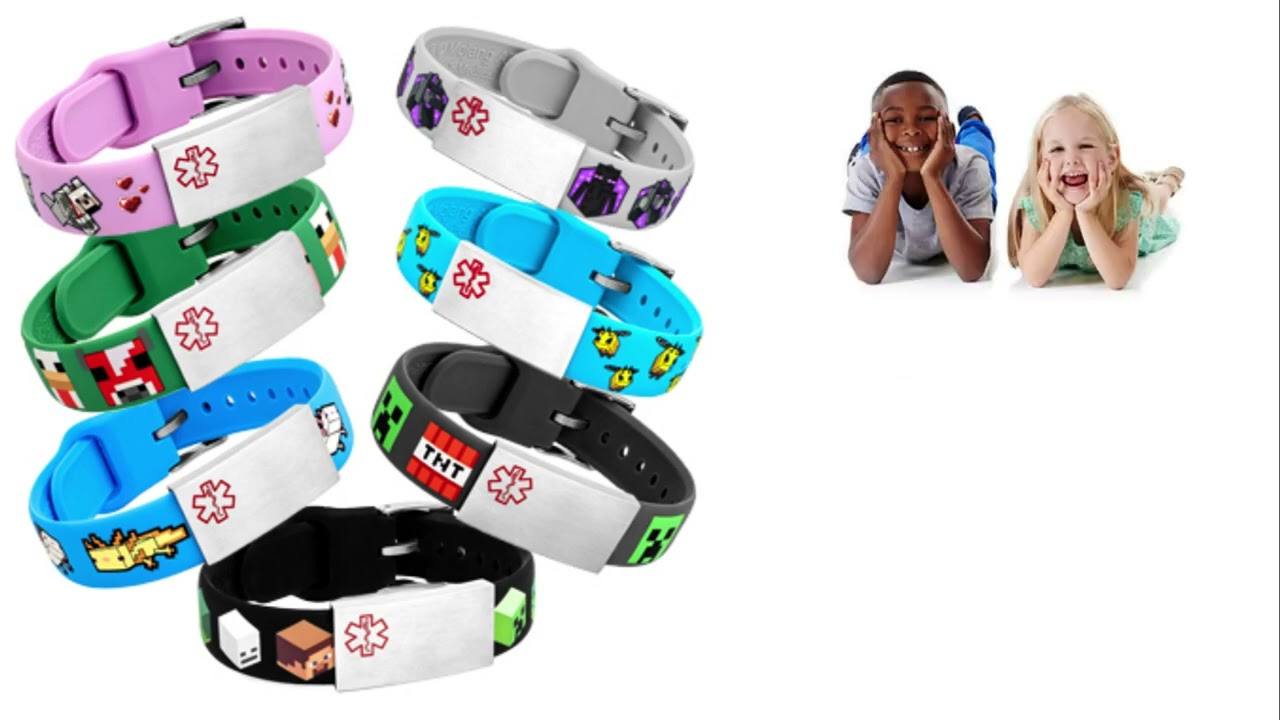 Minecraft Medical ID Bracelets for Kids and Adults