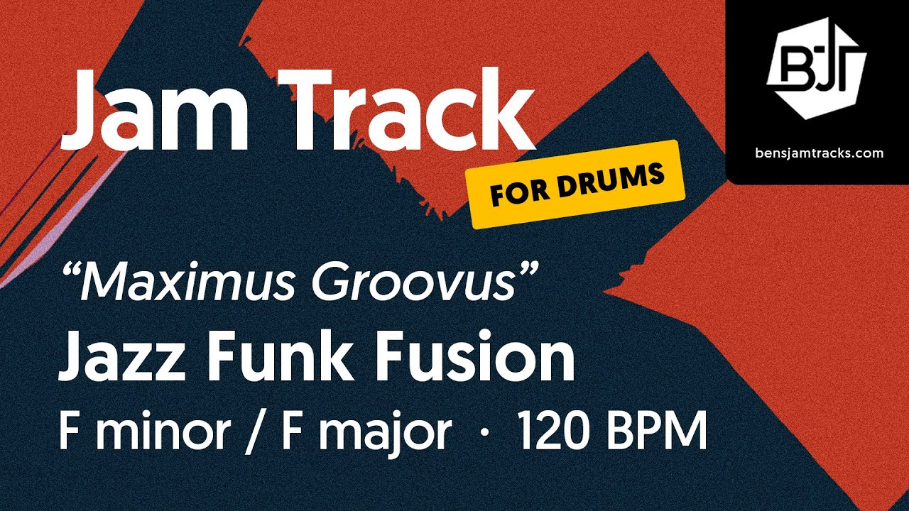 Jazz Funk Fusion Jam Track in F minor / F major (for drums) 