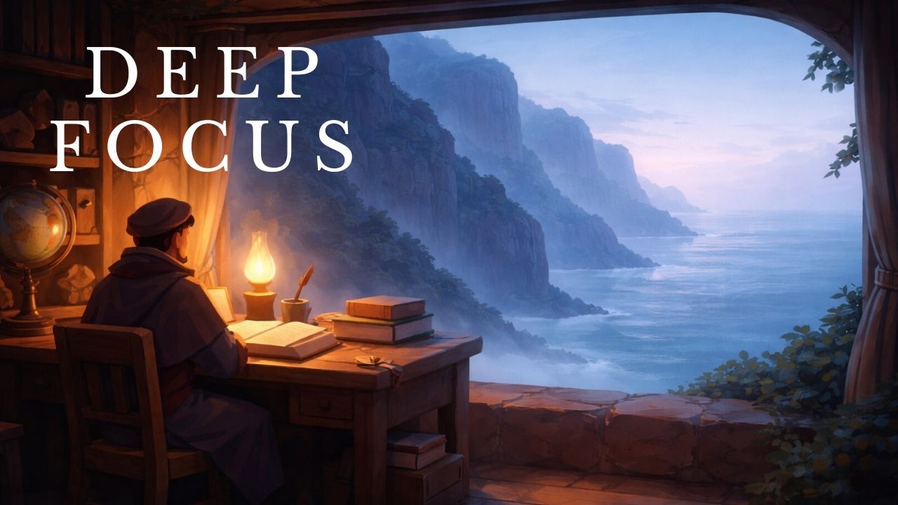 Fantasy Study Music • Sea Observatory — Cliffside Study Room (Soft Beat)