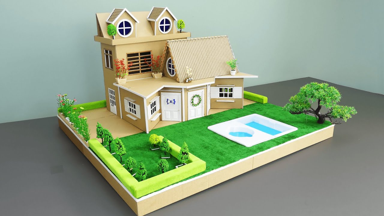 Cardboard House #40  Amazing Mansion house with garden and pool DIY | see and do