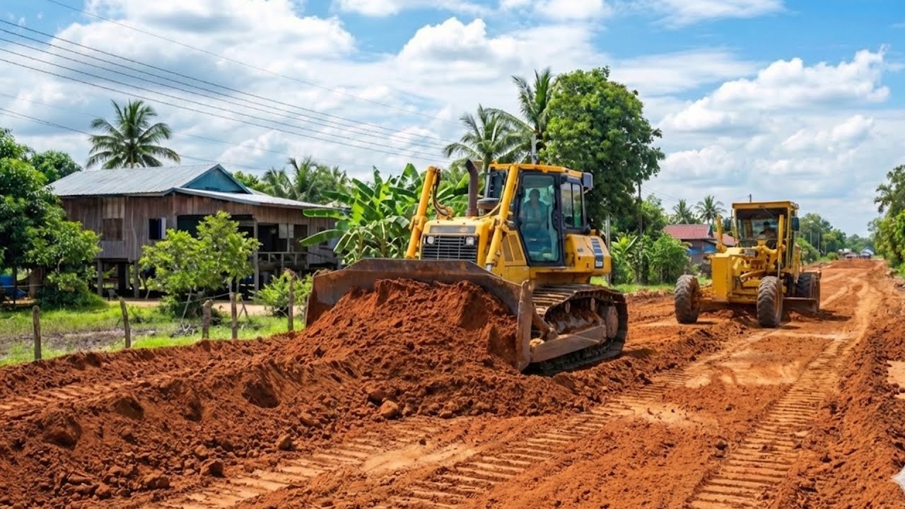 Amazing Expert Dozer & Grader Skills! Perfect Leveling on New National Highway