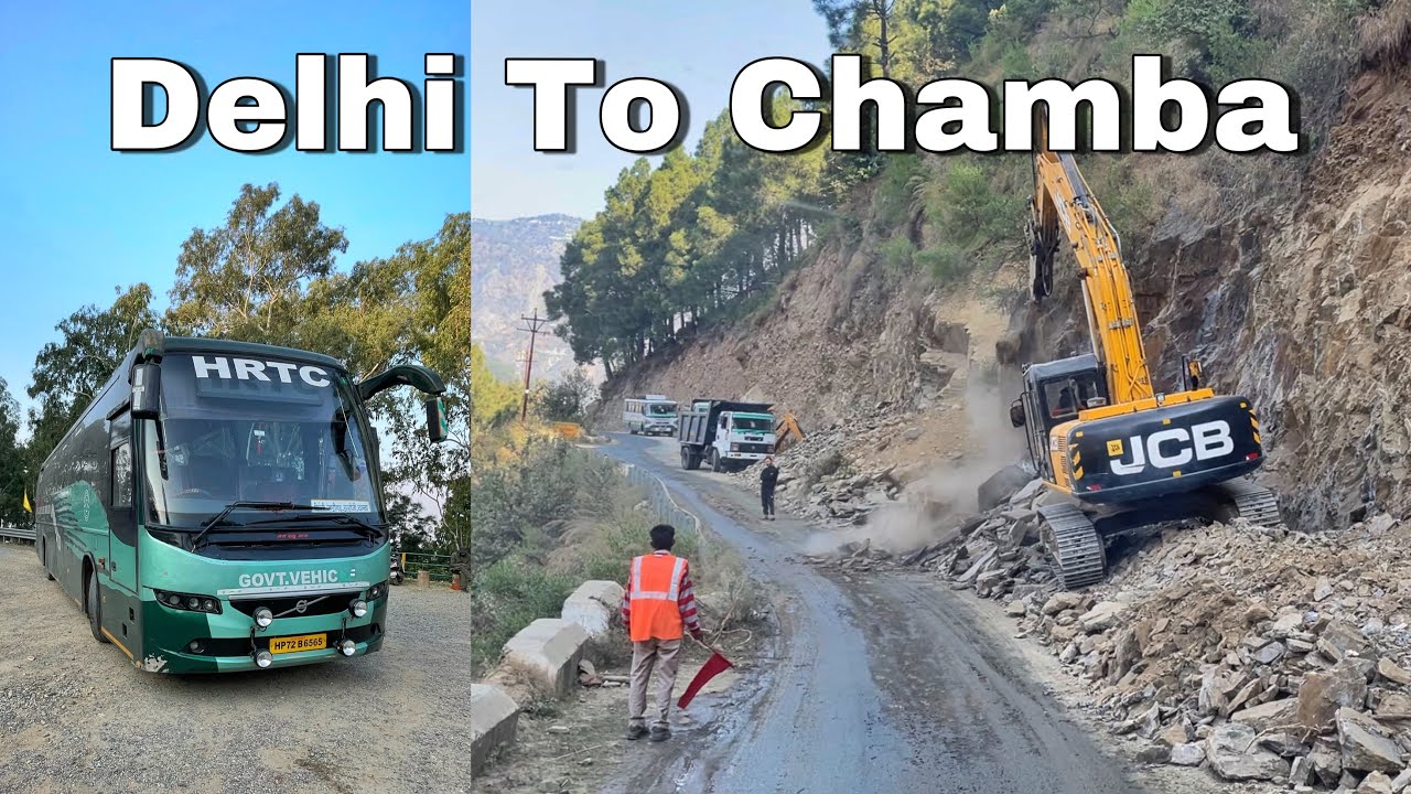 Hrtc Himsuta Volvo Driving On Dangerous Roads of Chamba | Delhi to Chamba by Himsuta Volvo bus