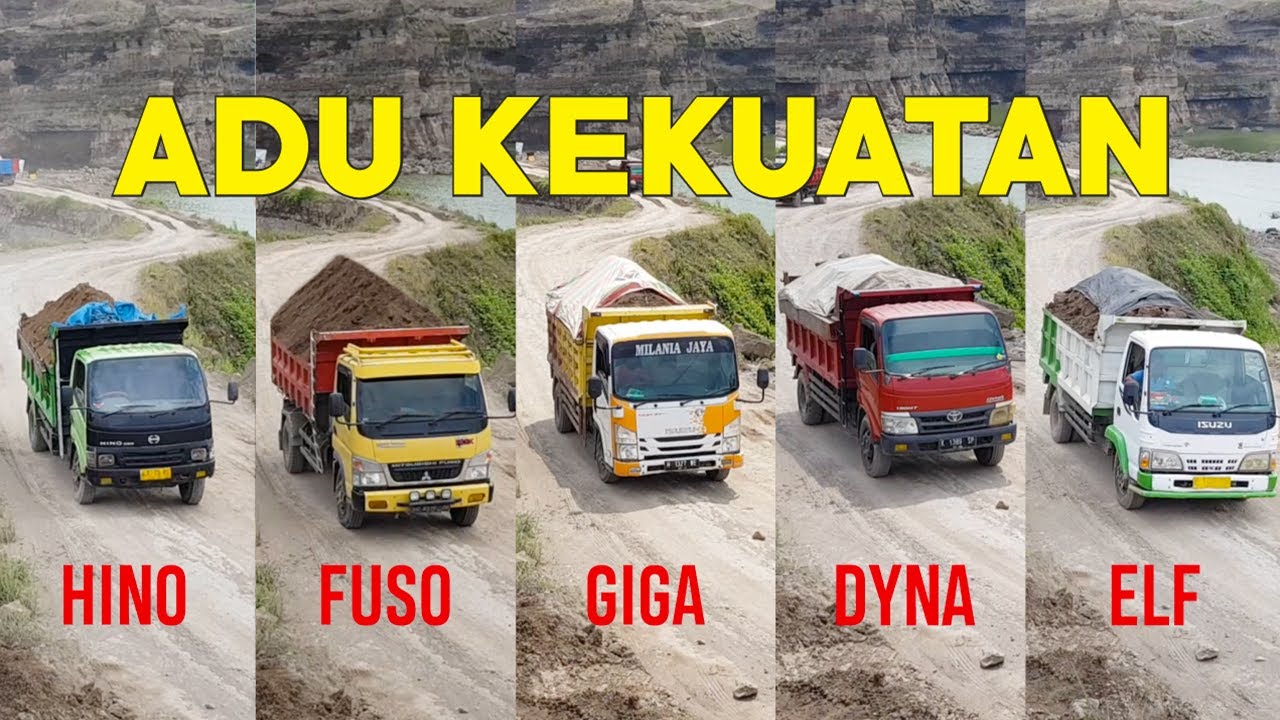 Adu Kekuatan Dump Truck HINO FUSO GIGA DYNA ELF di Tanjakan Cobra
