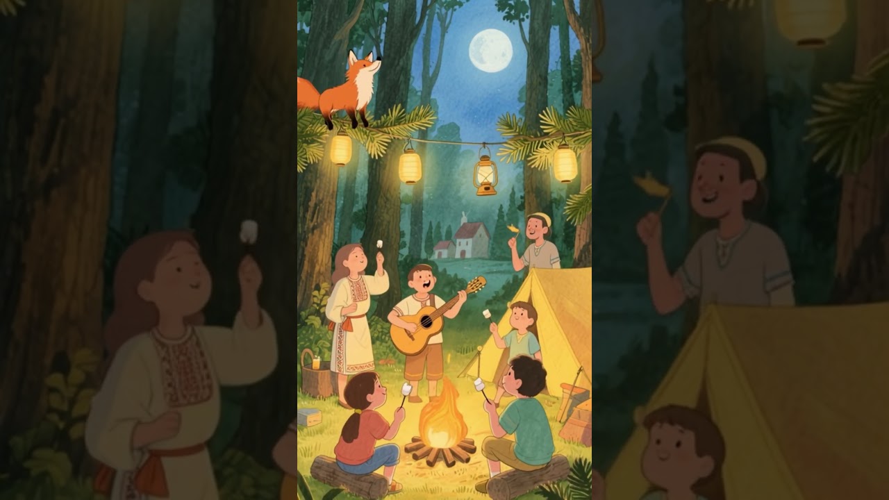 Magical Family Campfire Night, Music, Marshmallows & Moonlight 🌿🌱 #cozy #countryside #nature