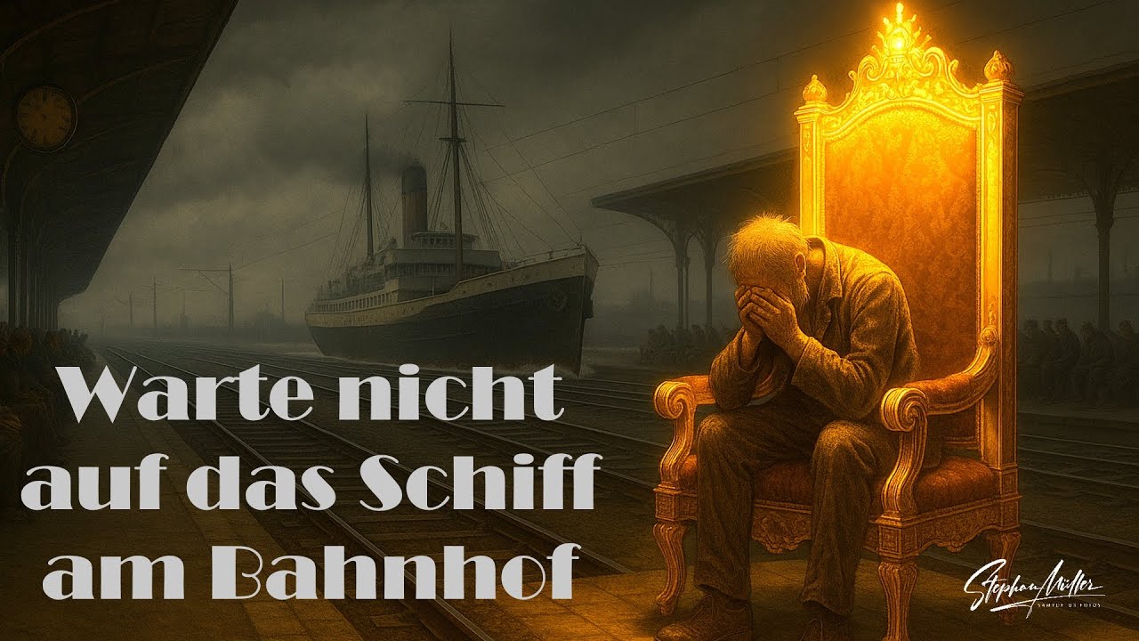 Warte nicht auf ein Schiff am Bahnhof