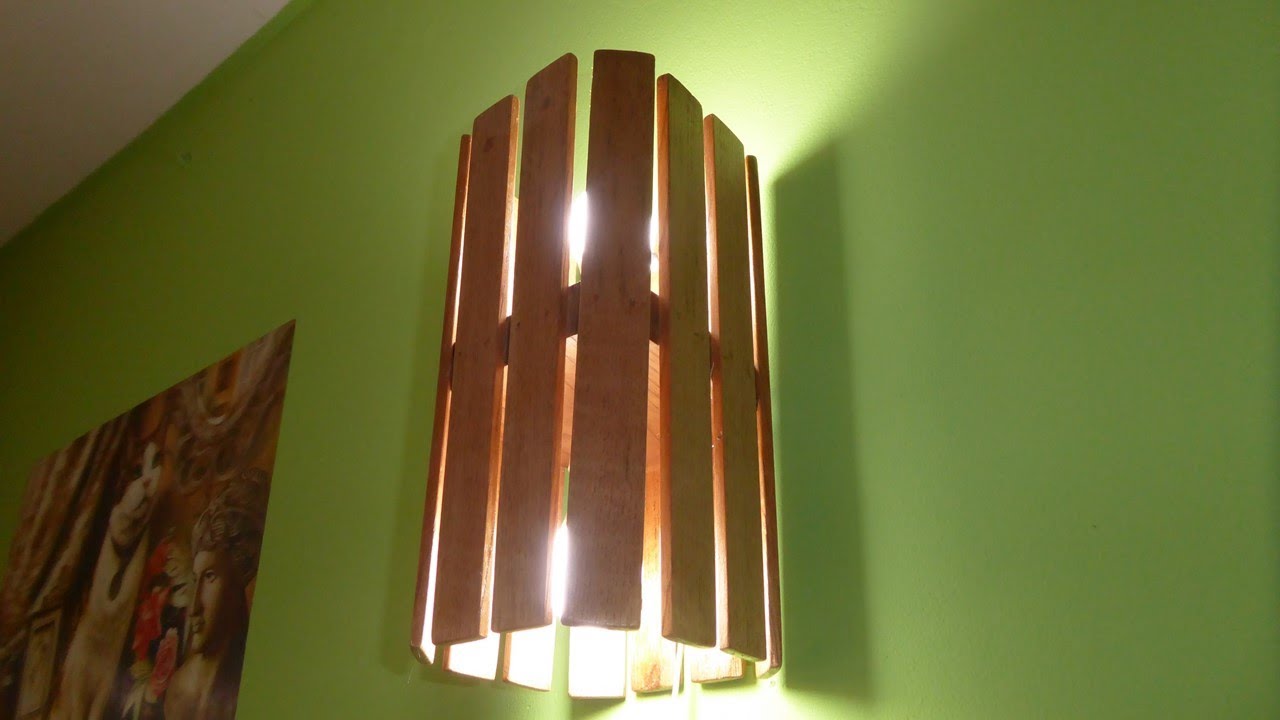 Como hacer una LAMPARA CASERA DE MADERA //muy fácil y linda