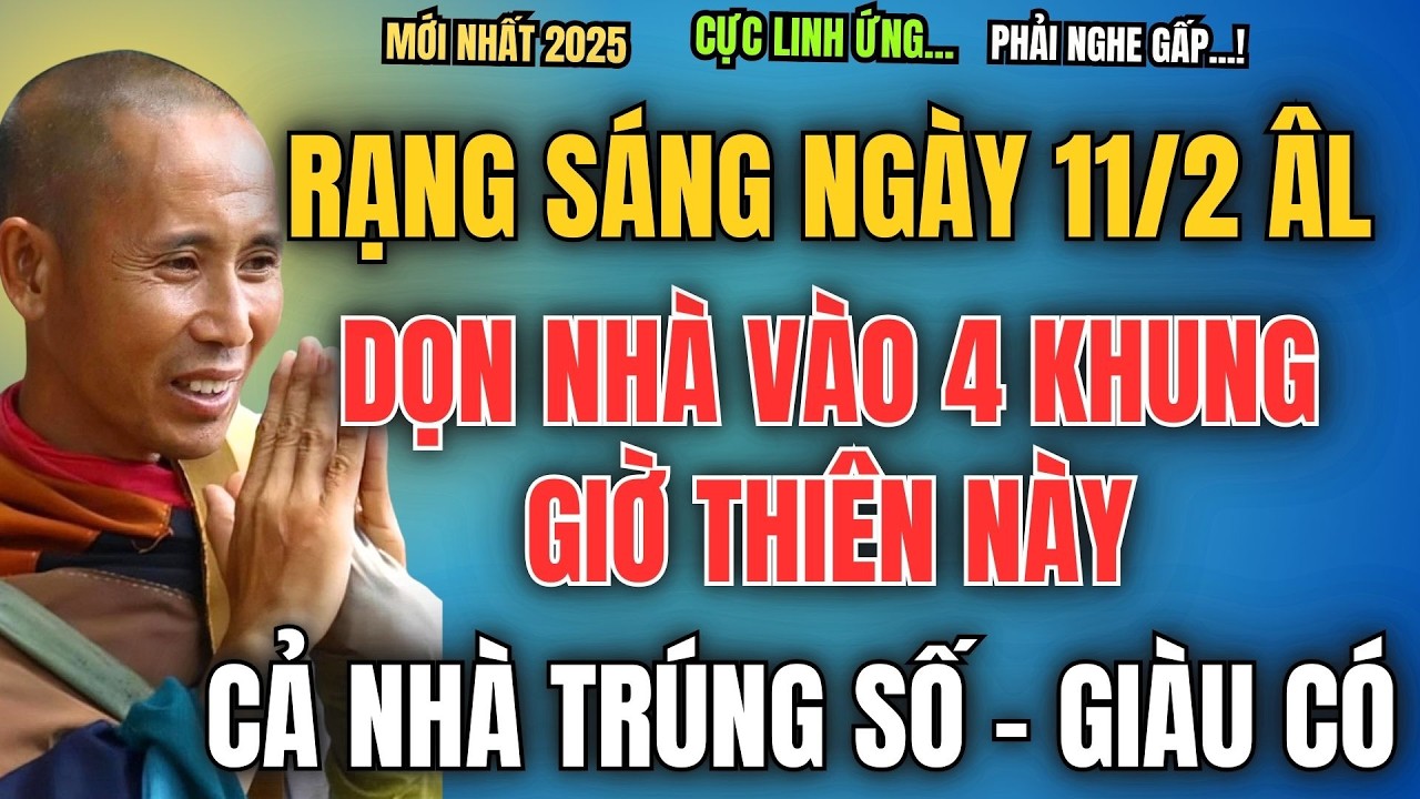 RẠNG SÁNG MỒNG 10 ÂM LỊCH, DỌN NHÀ VÀO 4 KHUNG GIỜ THIÊN NÀY, CẢ NHÀ TRÚNG SỐ   GIÀU CÓ