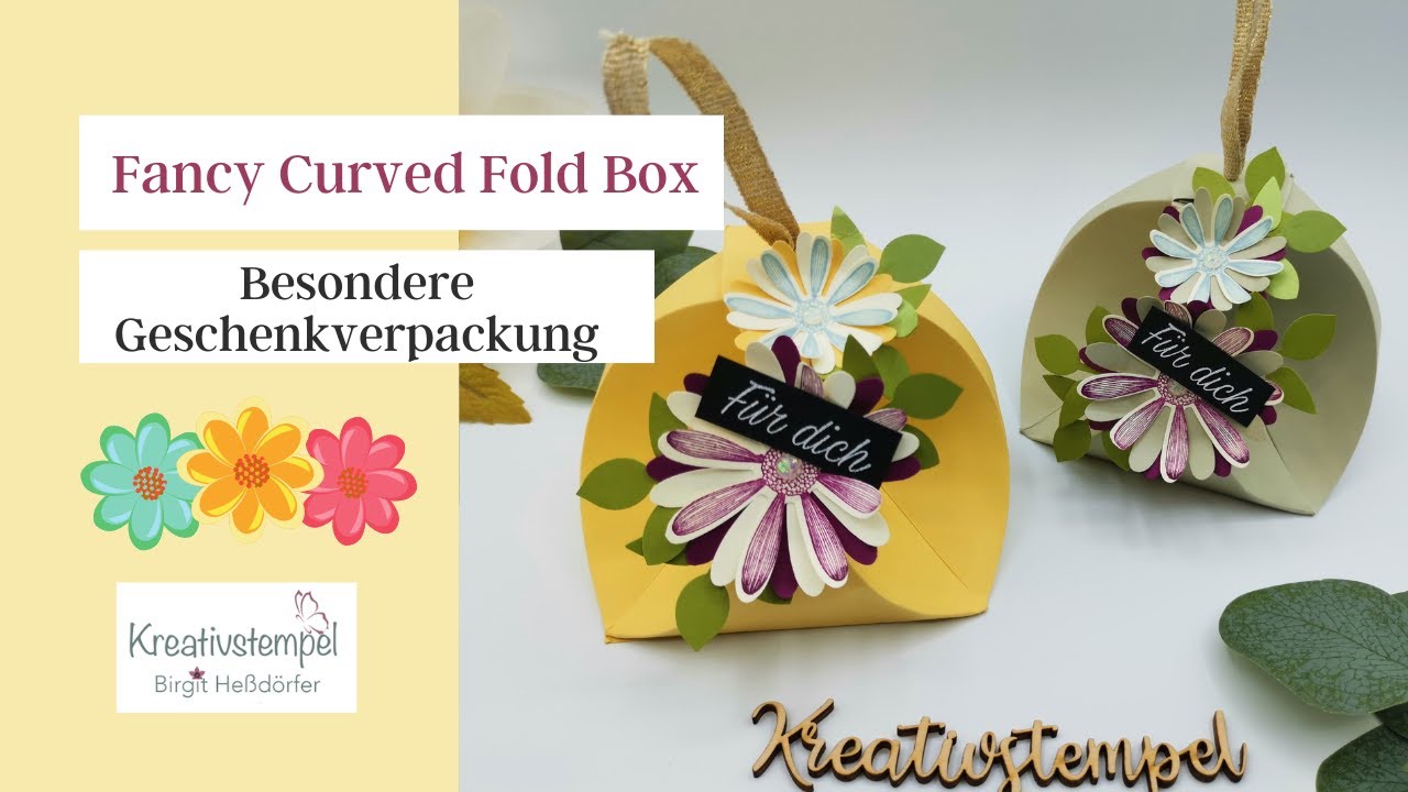 Anleitung Fancy Curved Fold Box mit Stampin` Up! Produkten Geschenkverpackung basteln Kreativstempel