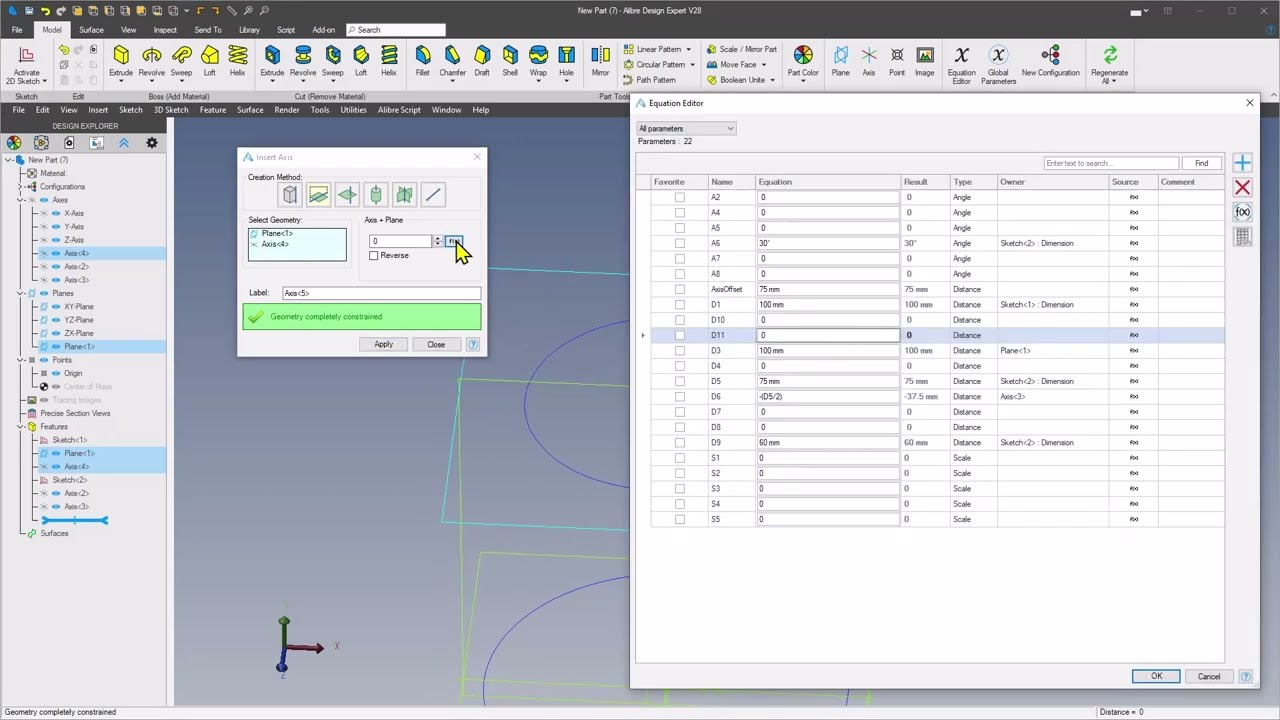 Alibre Design Quick Tip - Inserting Axes in Sketches