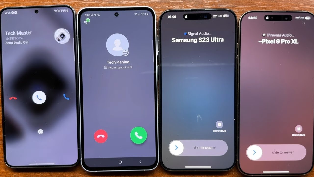 Samsung S24+ Samsung A55 iPhone 15 ProMax iPhone 16 ProMax Zangi, Imo, Signal, Threema Incoming Call
