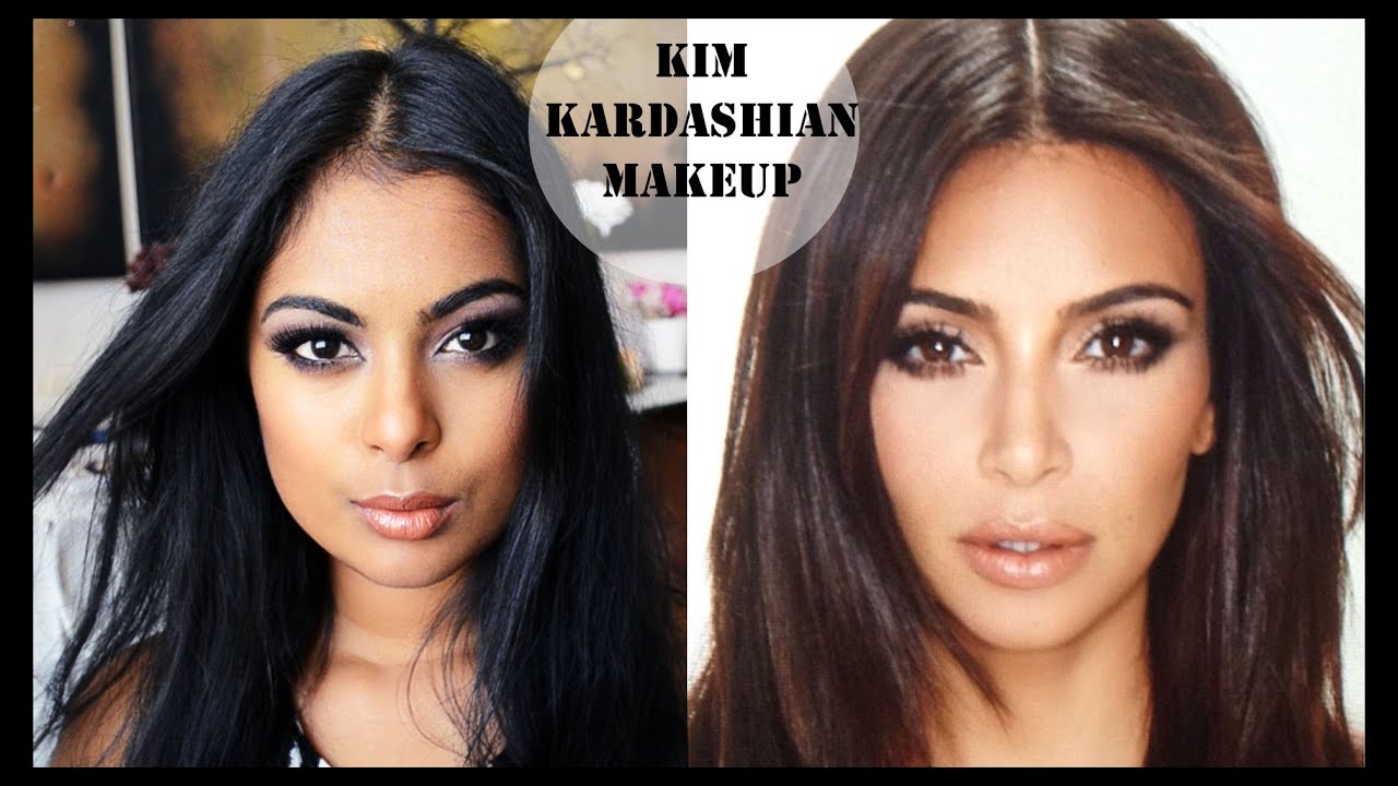 Kim Kardashian Makeup For Dark Skin ( Full Face - Foundation, contour, highlight, eyes, lips )